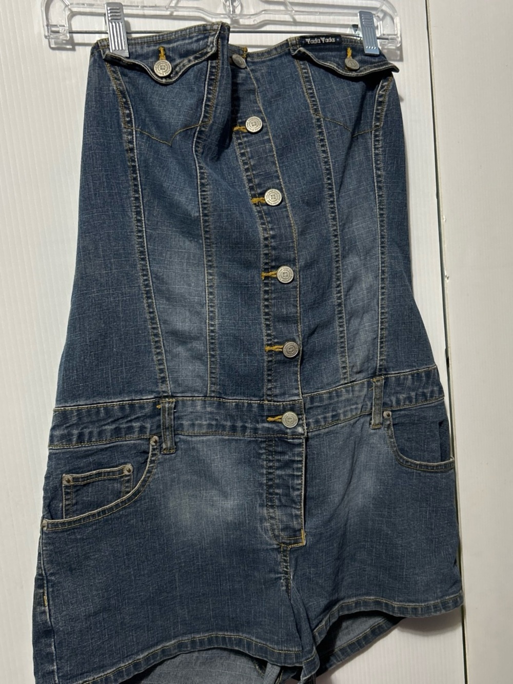 Strapless Dark Blue Denim Romper